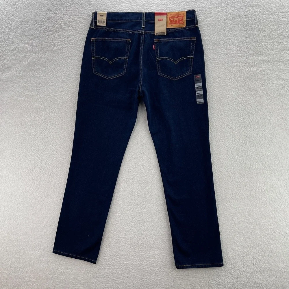 Levis 514 Jeans Mens 36x32 Blue Straight Dark Wash Denim Grunge Cowboy Work Rock